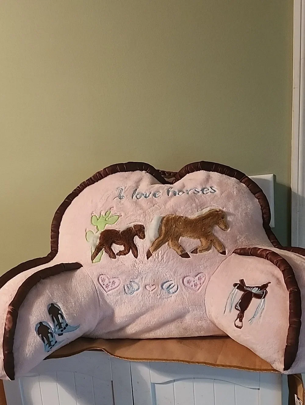Pink 'I Love Horses' Plush Back Rest Pillow
